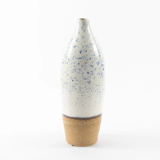 Lara Vase, White & Brown - 13x43 cm