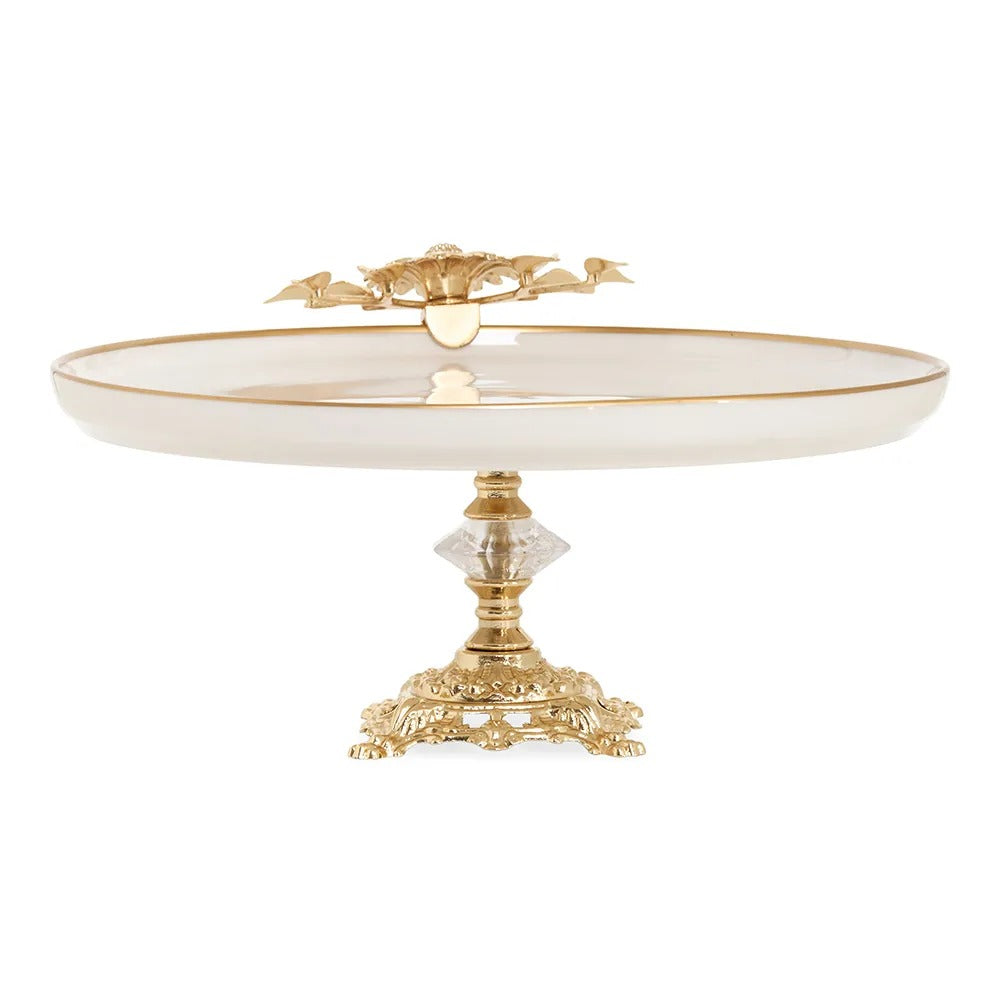 Lush Porcelain Serving Platter, Cream & Gold - 27cm