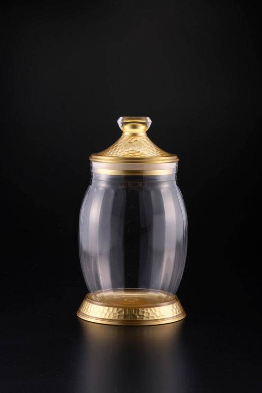 Vague Acrylic Jar Fat Belly Golden Gold Transparent Acrylic Set Of 3