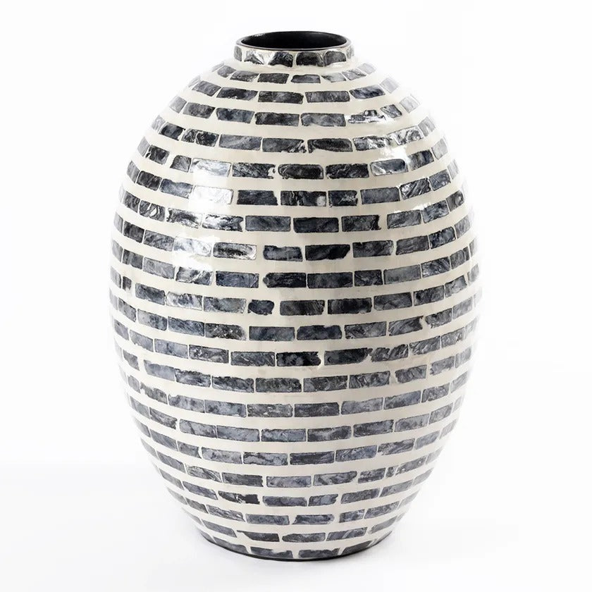 Usaf Vase, White & Grey - 26x35 cm