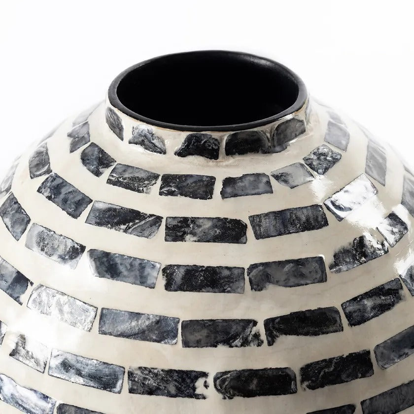Usaf Vase, White & Grey - 26x35 cm
