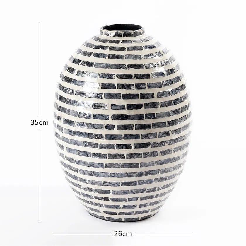 Usaf Vase, White & Grey - 26x35 cm