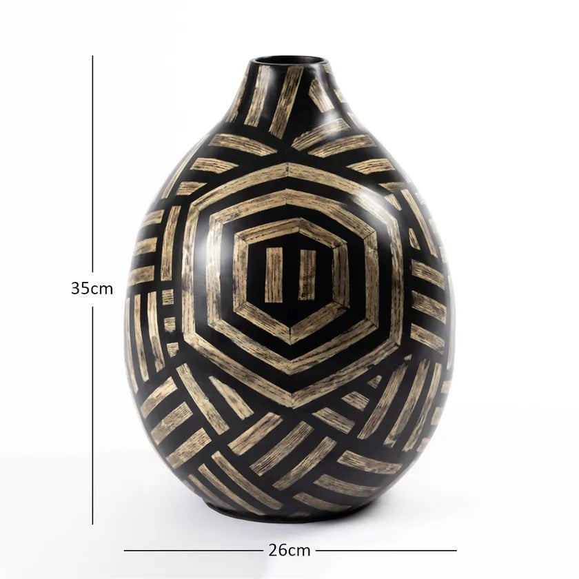 Doth Vase, Black & Natural - 26x35 cm