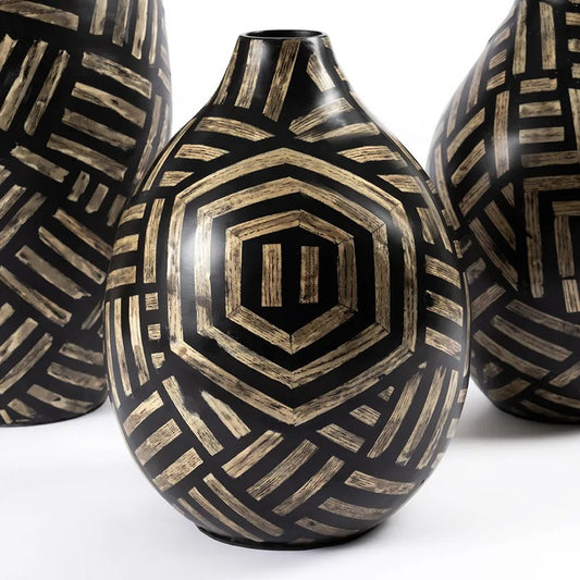 Doth Vase, Black & Natural - 26x35 cm