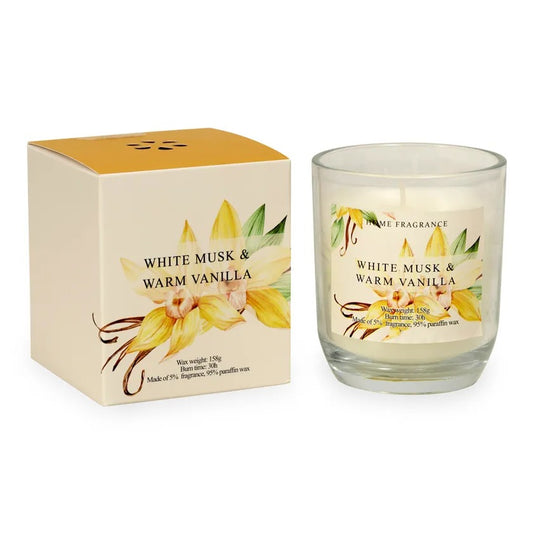 White Musk & Warm Vanilla Jar Candle, Natural - 158 gm
