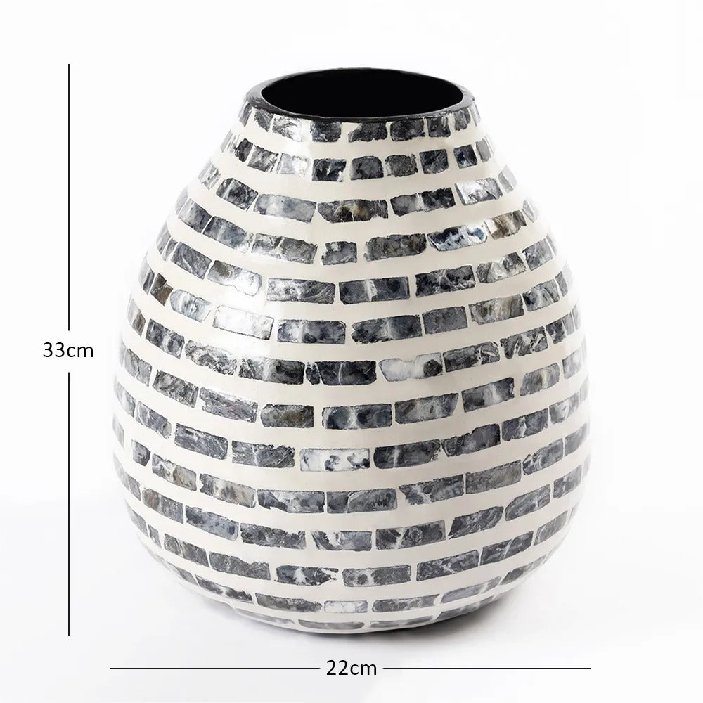 Usaf Vase, White & Grey - 22x33 cm