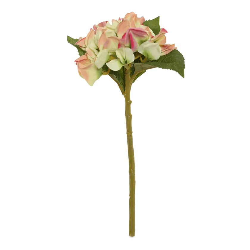 Hydrangea Artificial Stem, Green & Rose – 30 cms