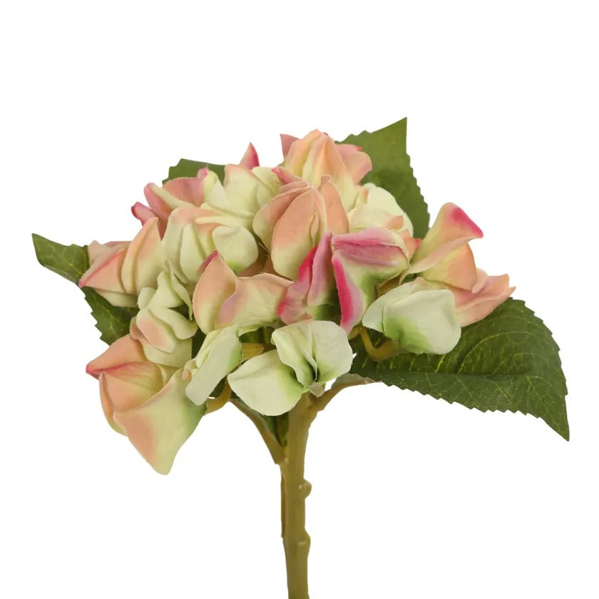 Hydrangea Artificial Stem, Green & Rose – 30 cms
