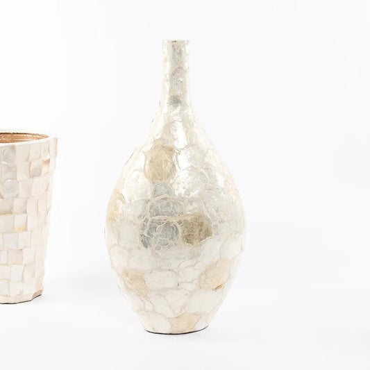 Skies Handicraft Vase, Ivory & Gold - 29x62 cm