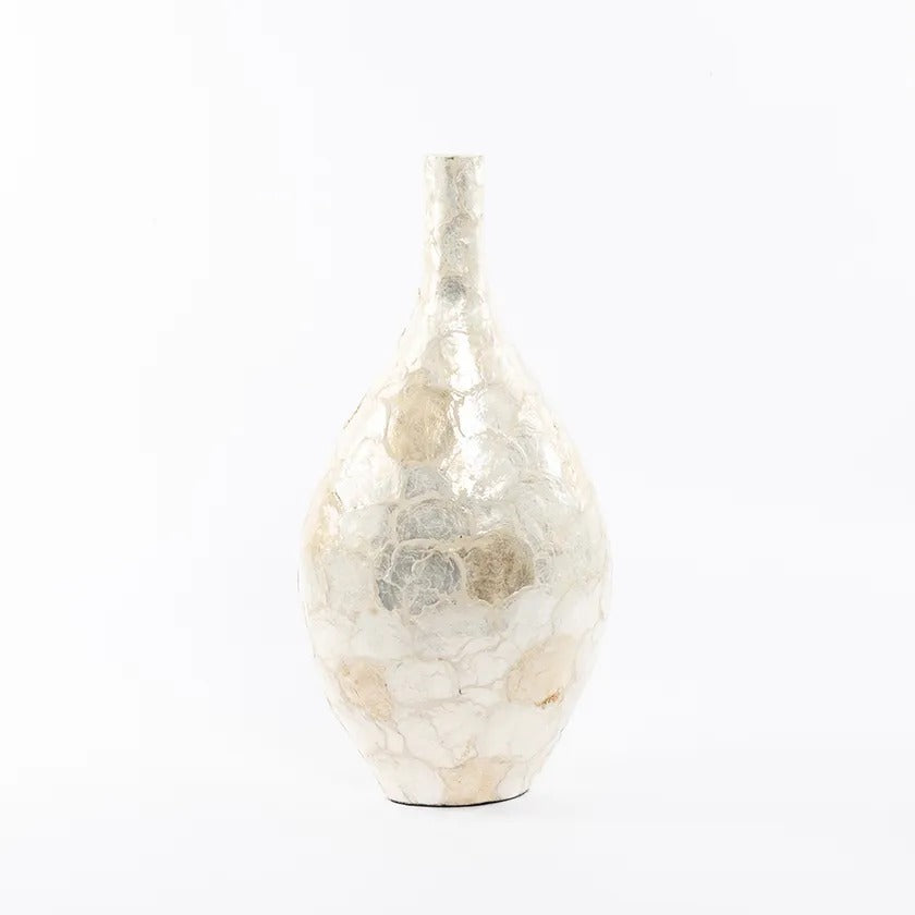 Skies Handicraft Vase, Ivory & Gold - 29x62 cm