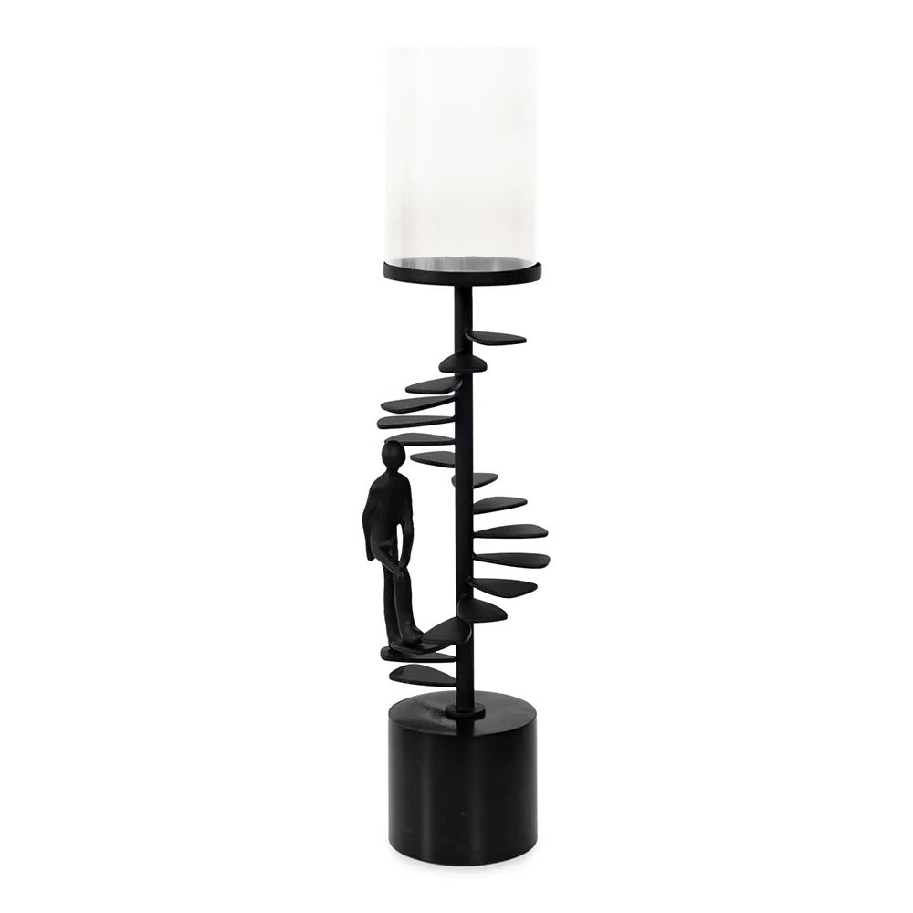 Troe Pillar Candle Holder, Black - 12.5x55 cm