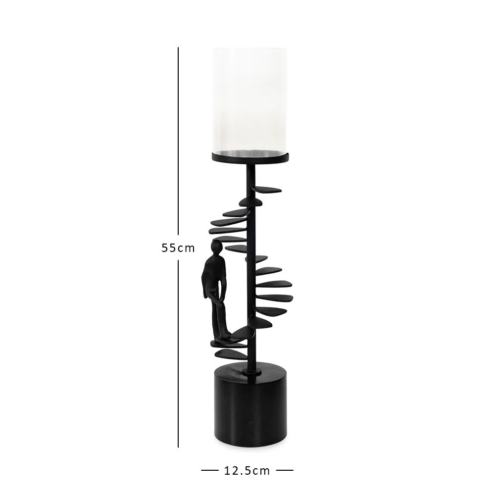Troe Pillar Candle Holder, Black - 12.5x55 cm