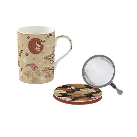 Kimono China Mug with Infuser, Multicolour - 350 ml