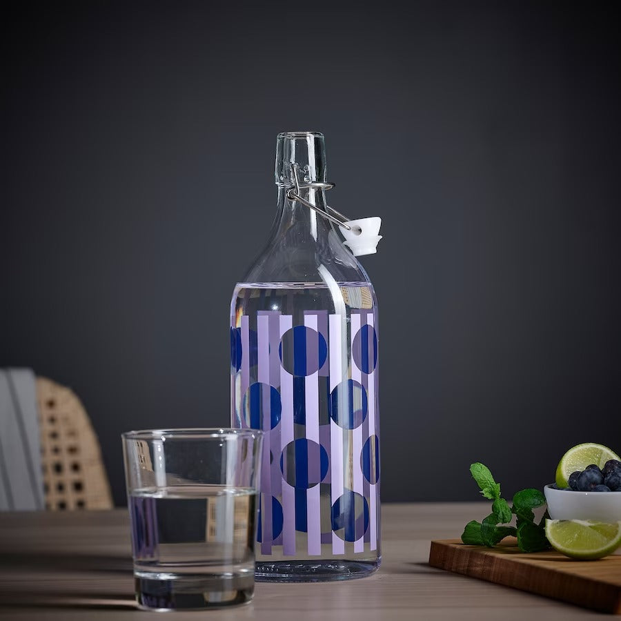 KORKEN Bottle with stopper,bright blue lilac, 34 oz