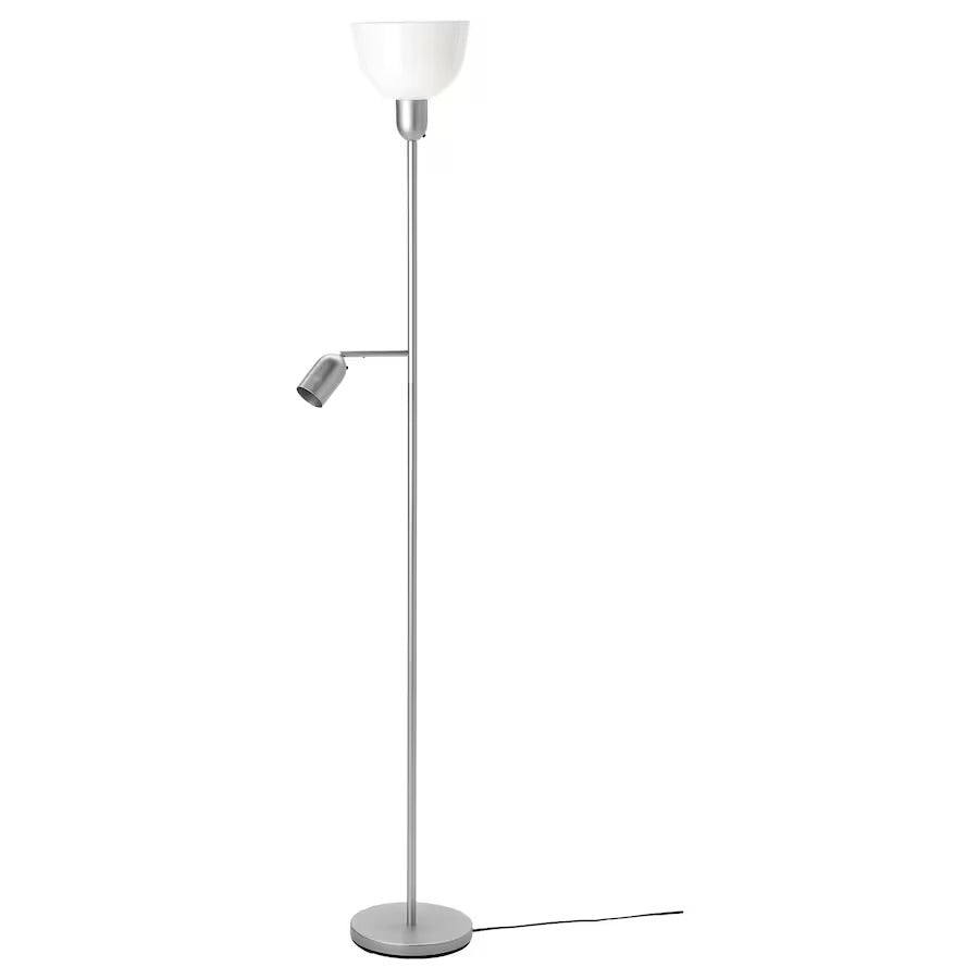 HEKTOGRAM Floor uplighter/reading lamp, silver-colour/white