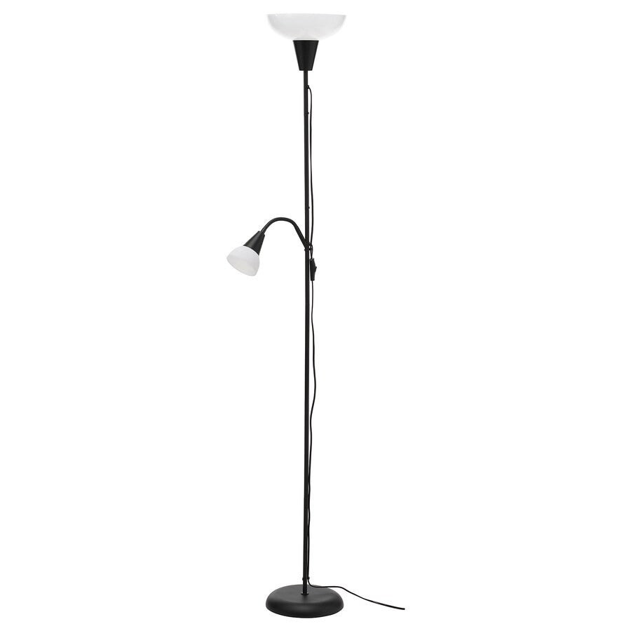 TAGARP Floor uplighter/reading lamp, black/white