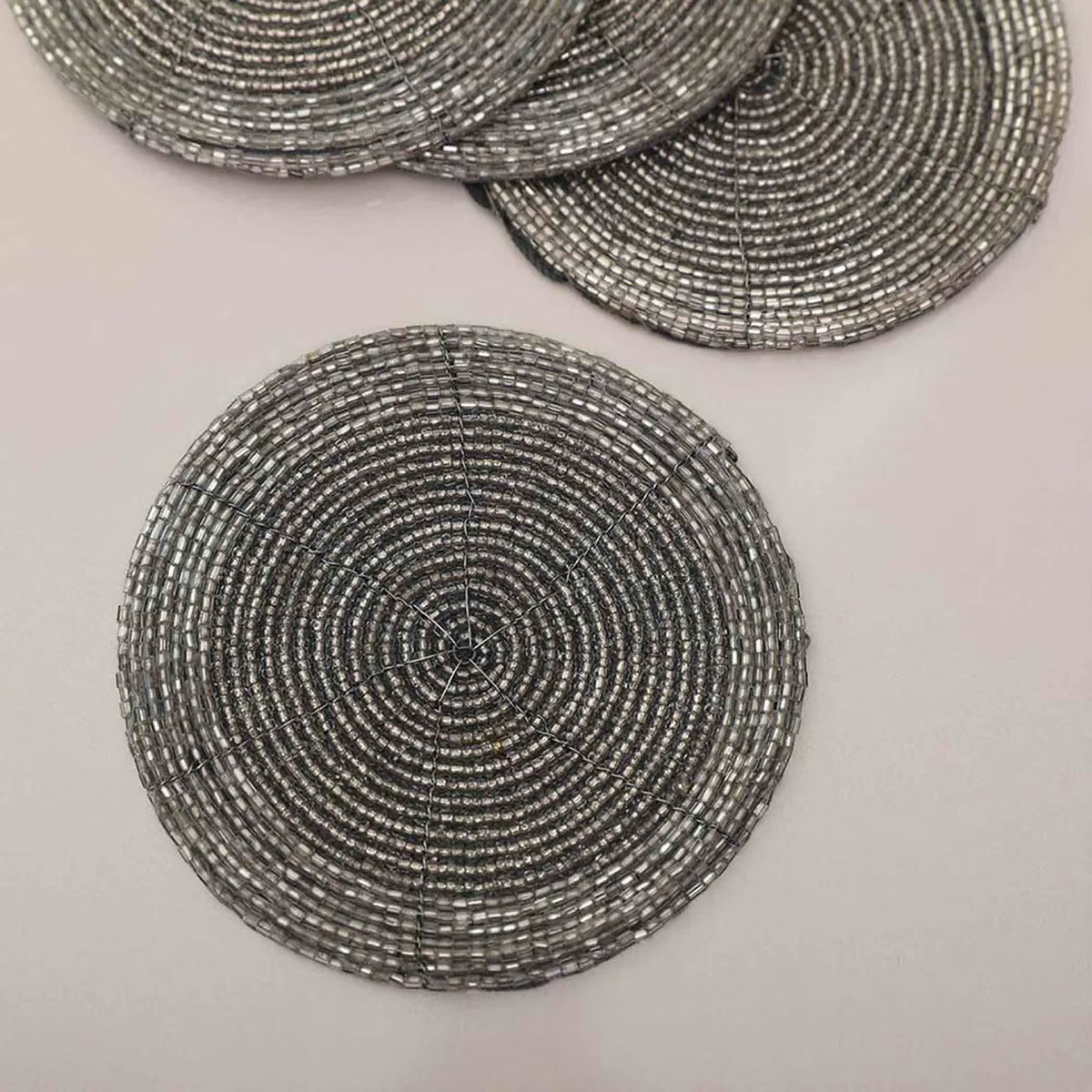FIESTA BEADED S/4 COASTER SILVER