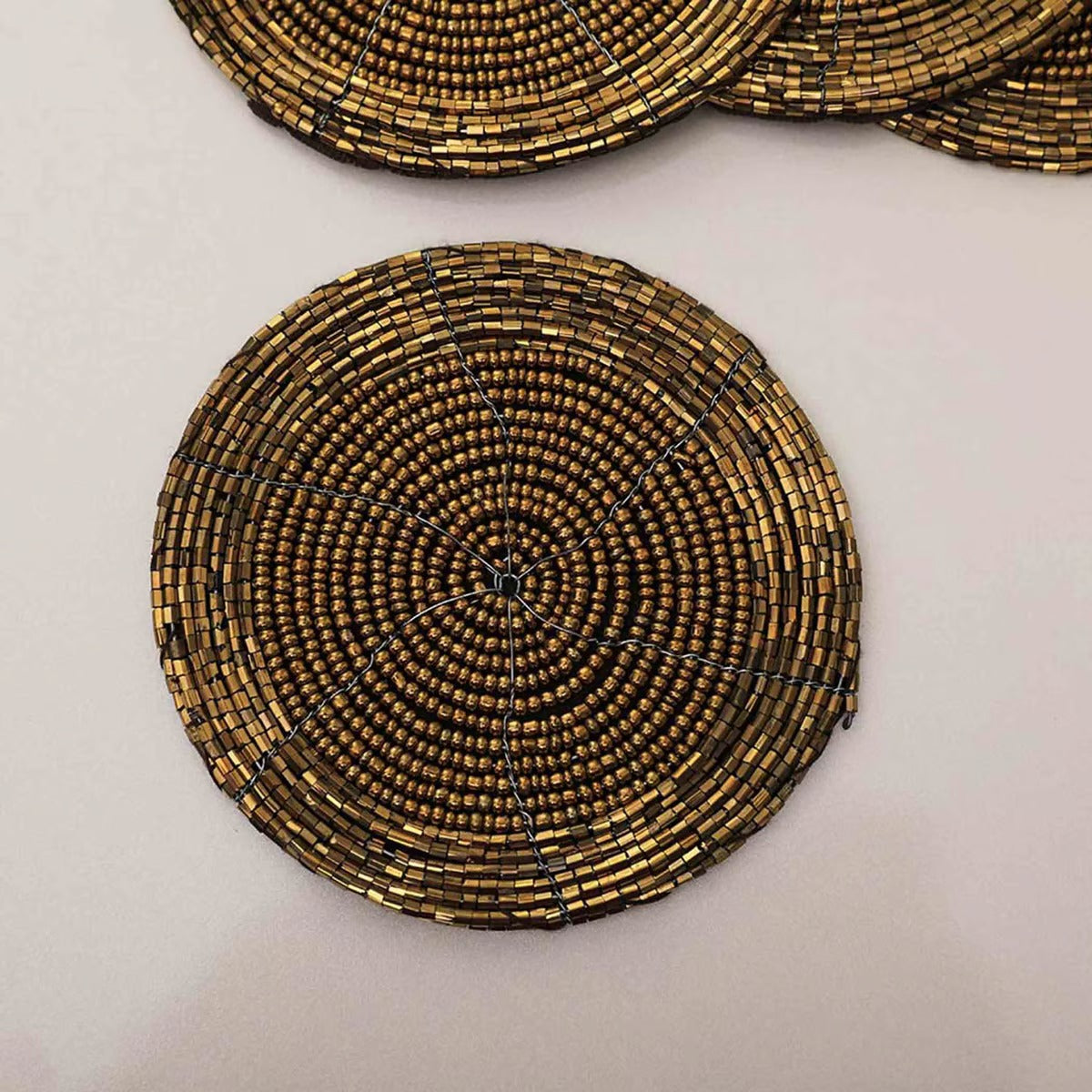 FIESTA BEADED S/4 COASTER GOLD