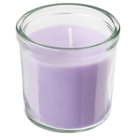 JAMNMOD Scented candle in glass, Sweet pea/purple, 20 hr