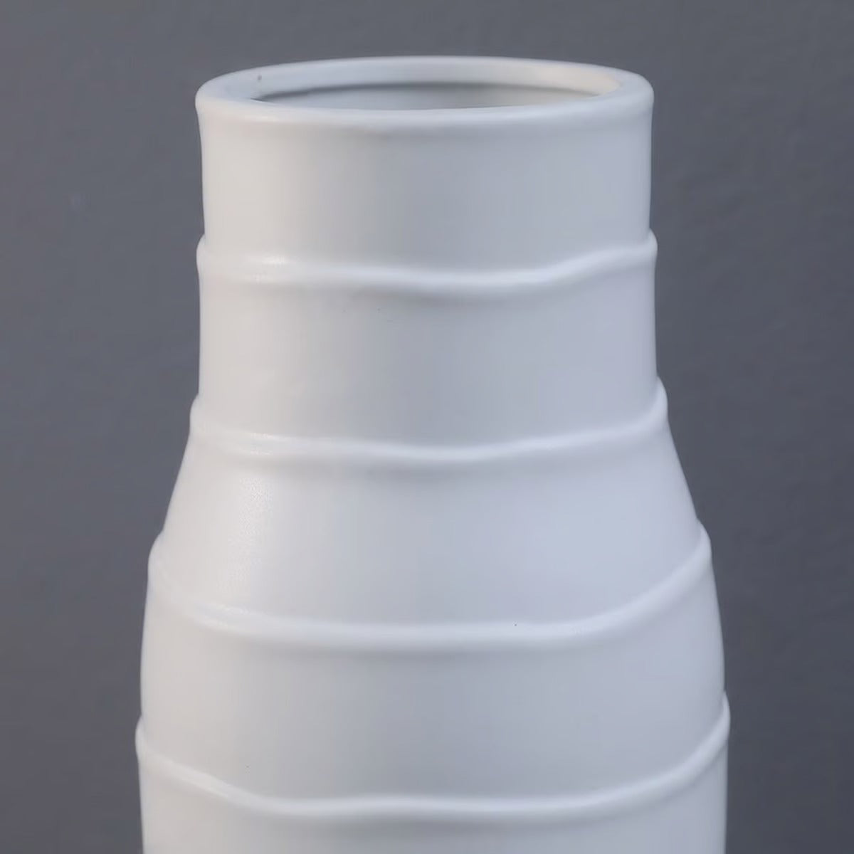 Creped Ceramic Vase 17x17x59cm-Matt White