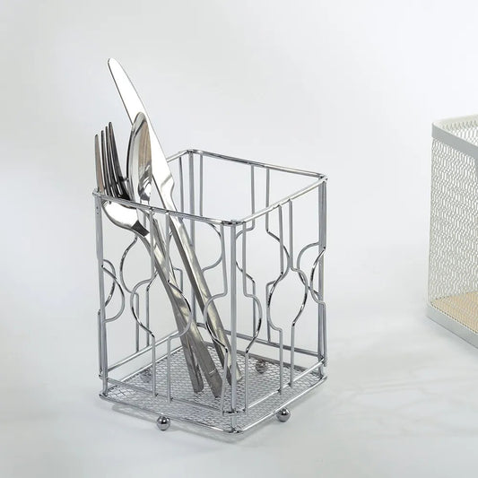 Cole Utensil Holder, Silver Square - 11.5x16 cm