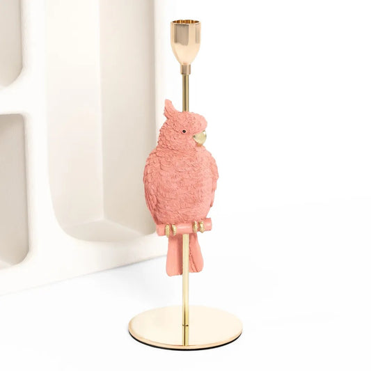 Oasis Parrot Candle Holder, Pink - 32x10 cm