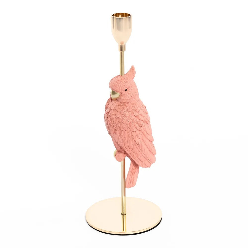 Oasis Parrot Candle Holder, Pink - 32x10 cm