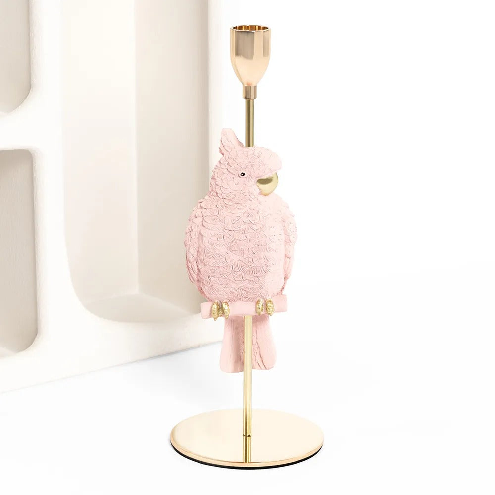 Oasis Parrot Candle Holder, Peach - 10x32 cm