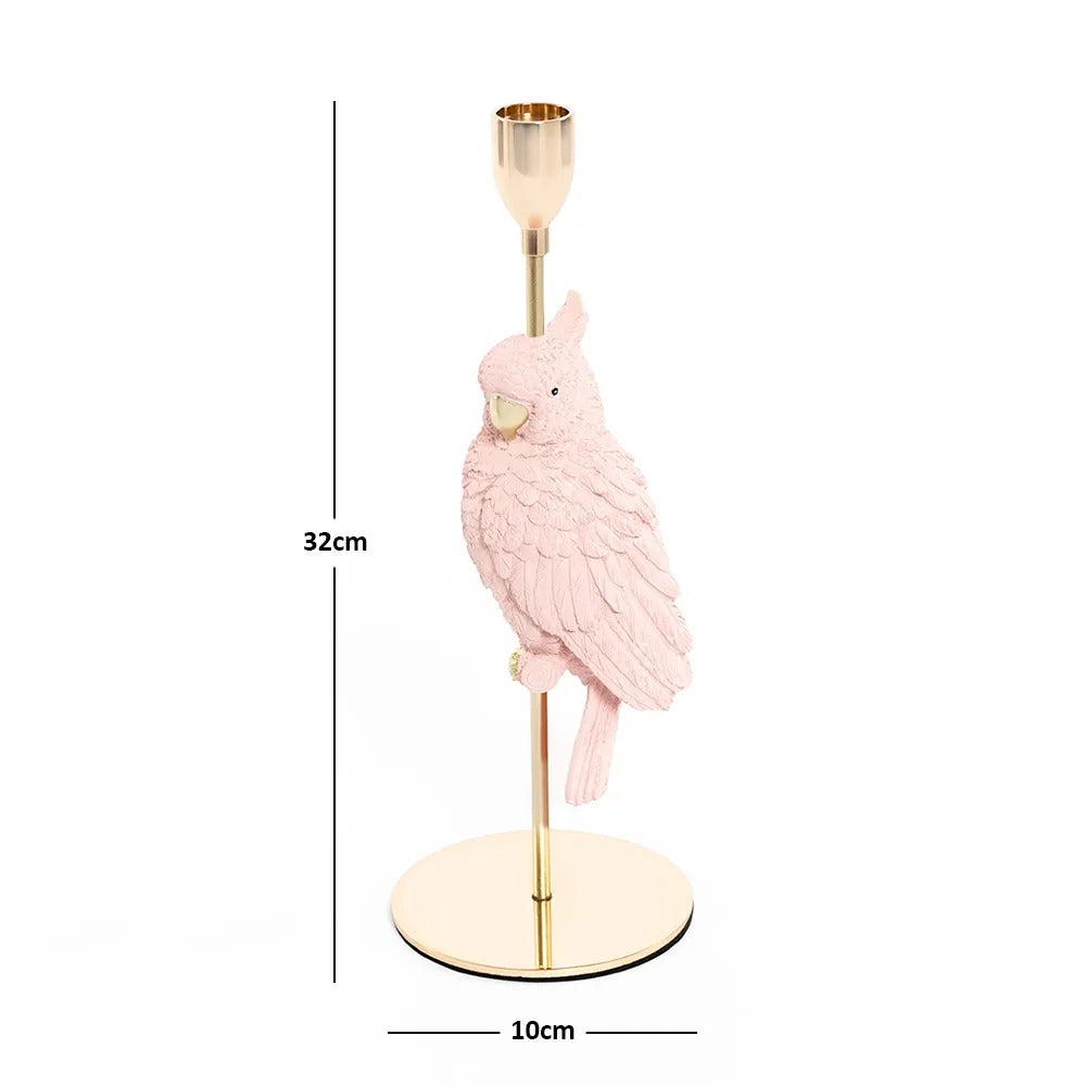 Oasis Parrot Candle Holder, Peach - 10x32 cm