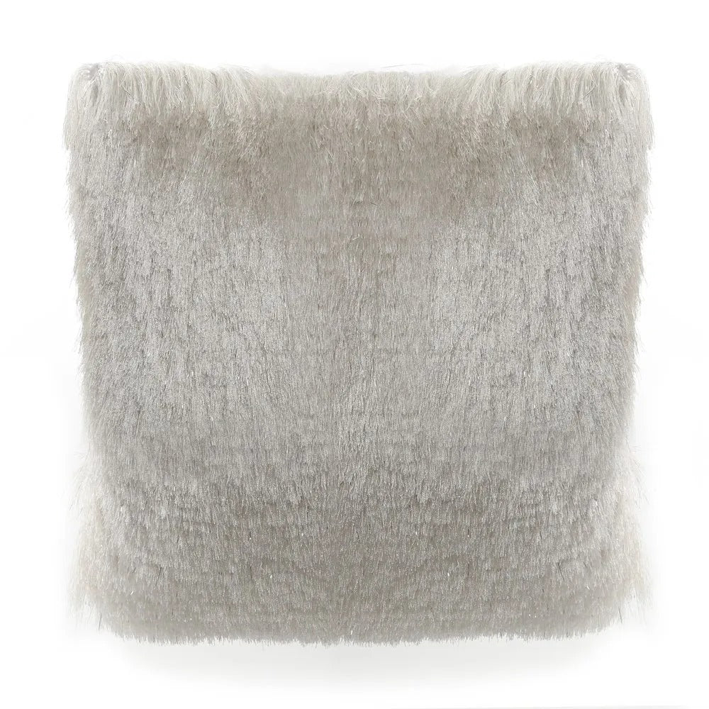 Rug Cushion Cover, White and Silver - 45 x 45 cms