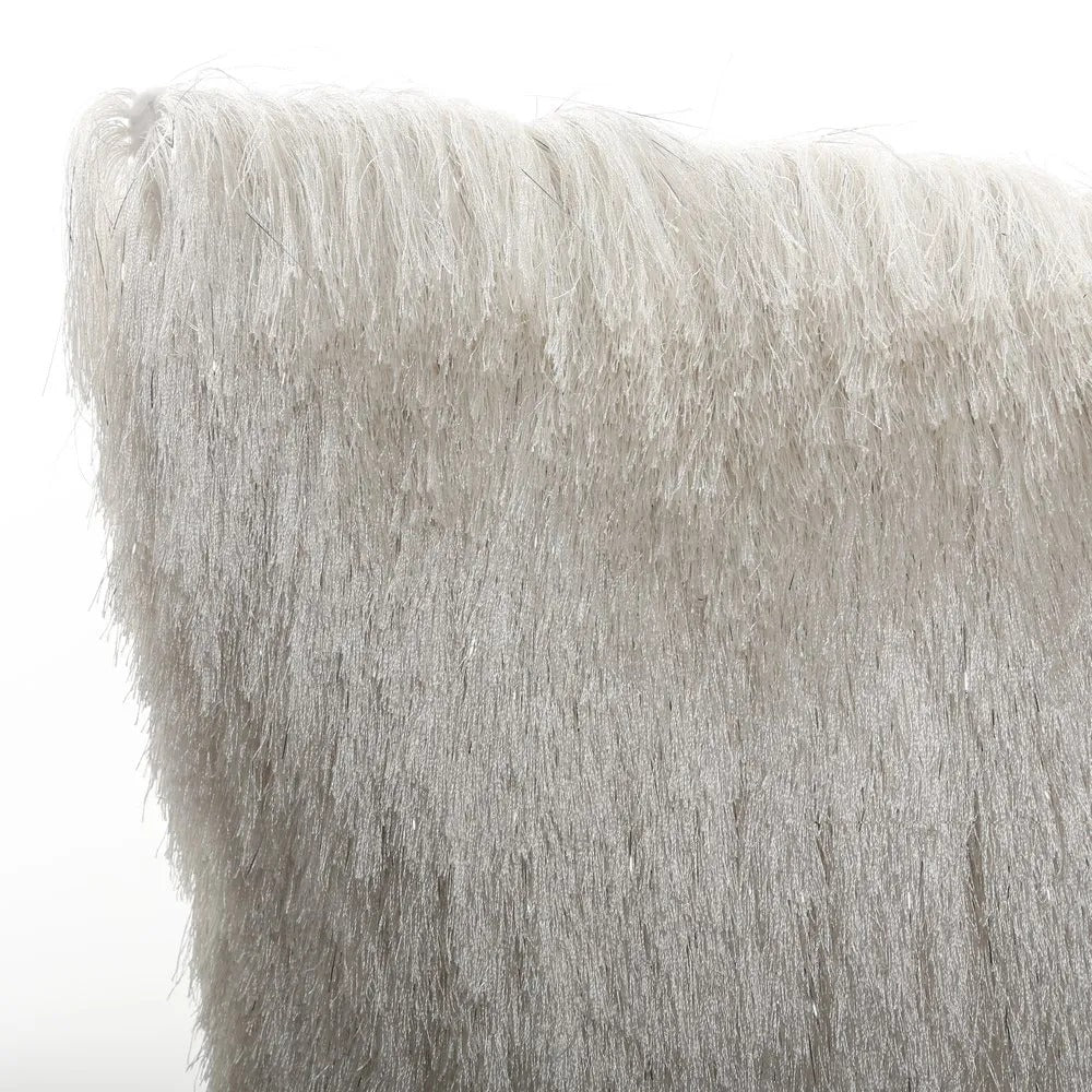 Rug Cushion Cover, White and Silver - 45 x 45 cms