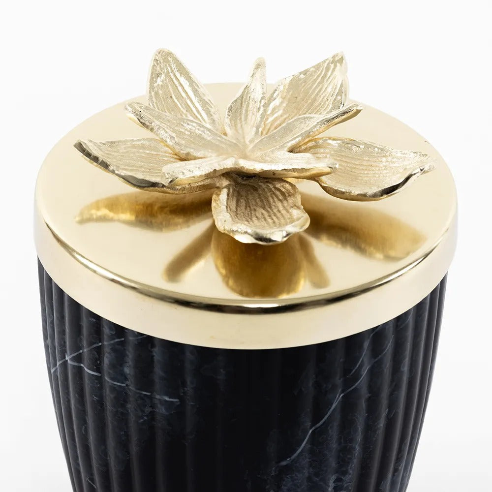 Fluer Trinket Jar, Black & Gold - 12.5x18 cm