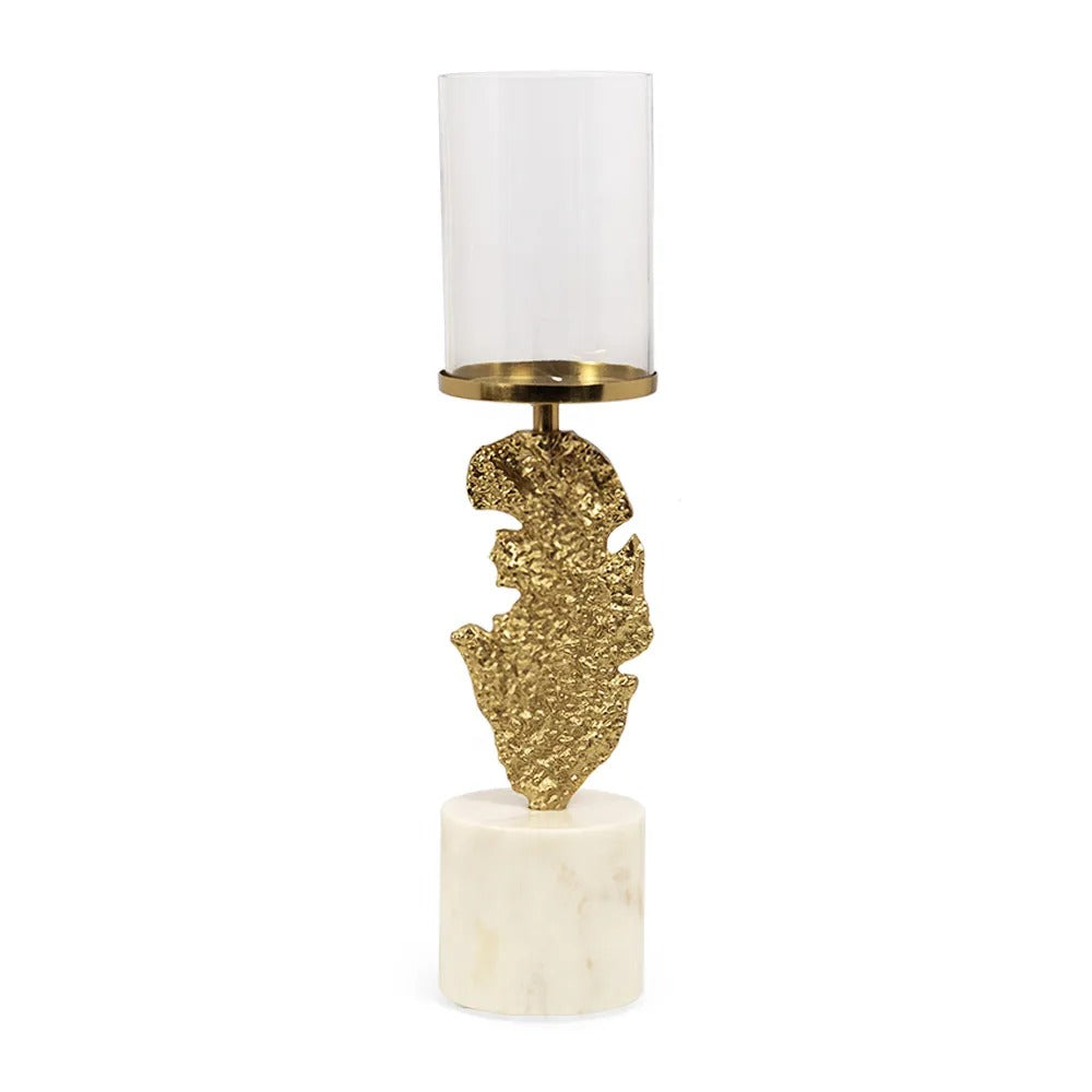 Dama Pillar Candle Holder, Gold - 10x39 cm