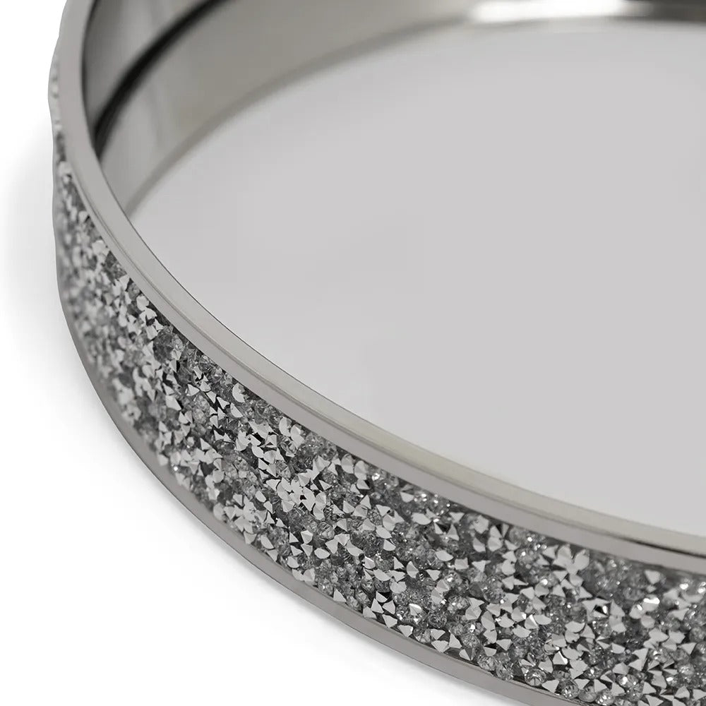 Glint Decorative Tray, Silver - 32 cm
