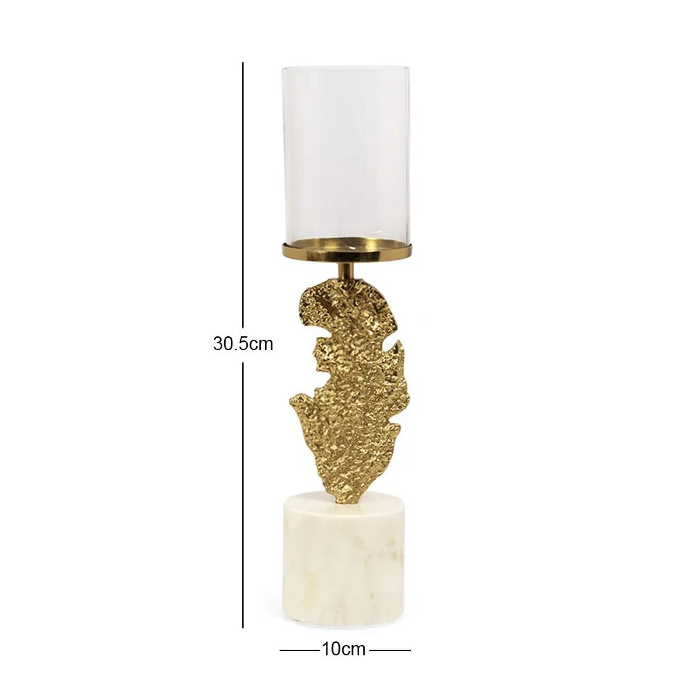 Dama Pillar Candle Holder, Gold - 10x31 cm