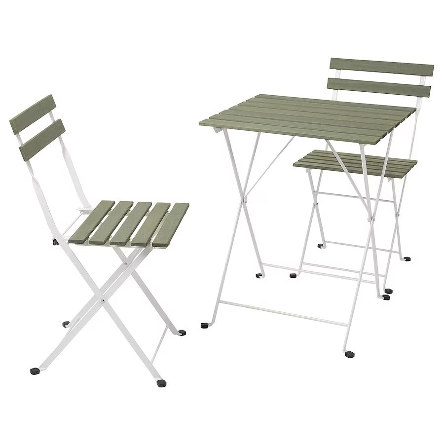 Tarno Table+2 chairs, outdoor, white/green