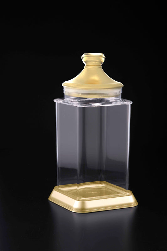 Vague Acrylic Jar Fat Belly Color Gold Gold Transparent Acrylic Set Of 3