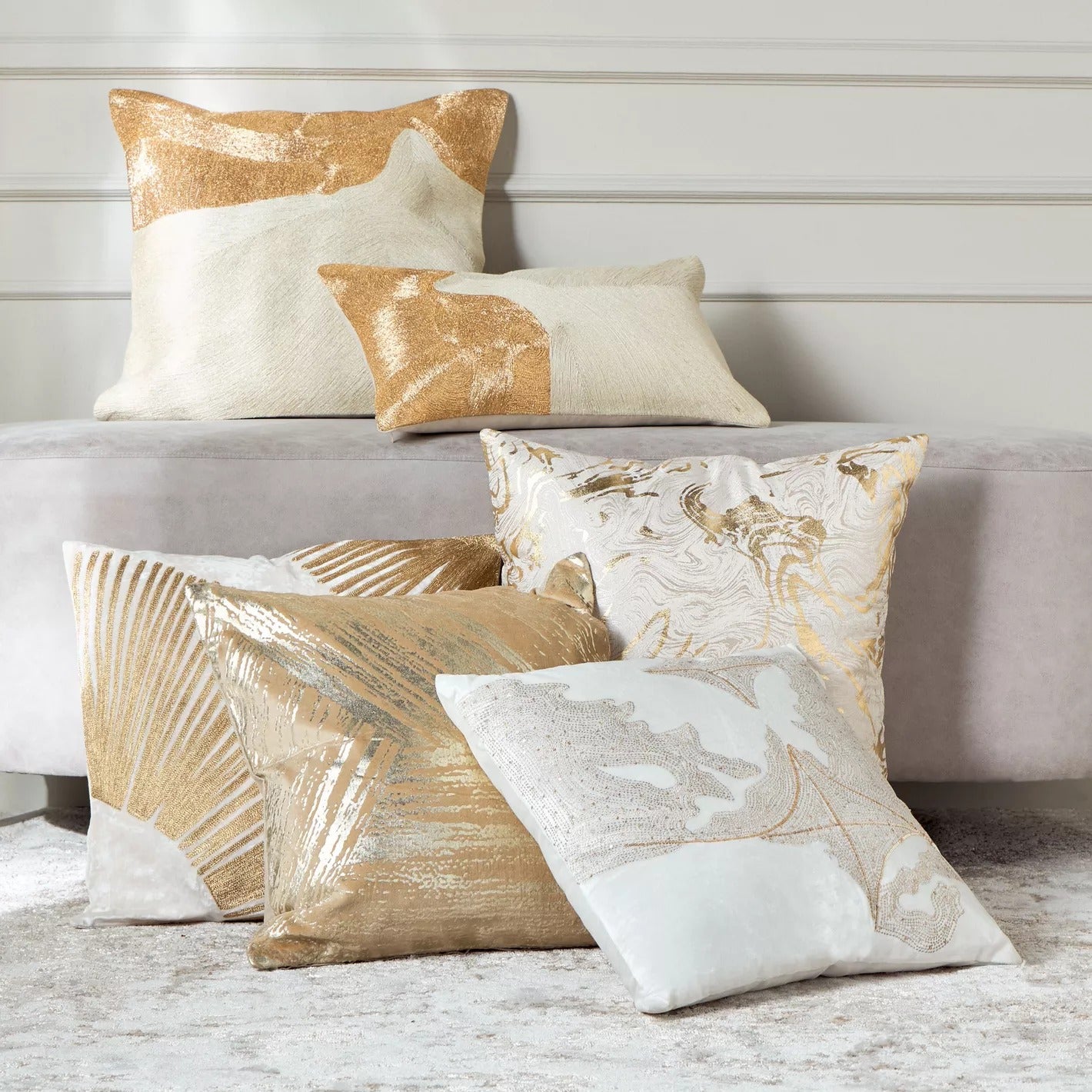 Noura Elyna Jacquard Foil Print Cushion Cover - 50x50 cm