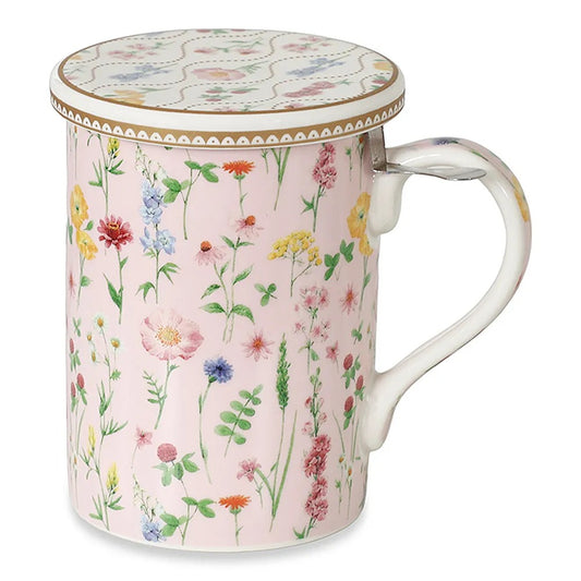 Meadow China Mug with Lid, Multicolour - 350ml