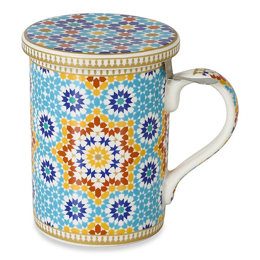 Machethnic China Mug with Lid, Multicolour - 350ml