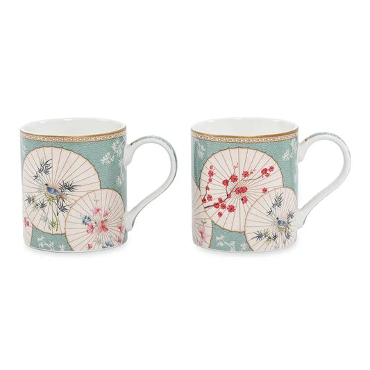 Oriental Dreams Mug, Green - Set of 2 Pieces, 350 ml