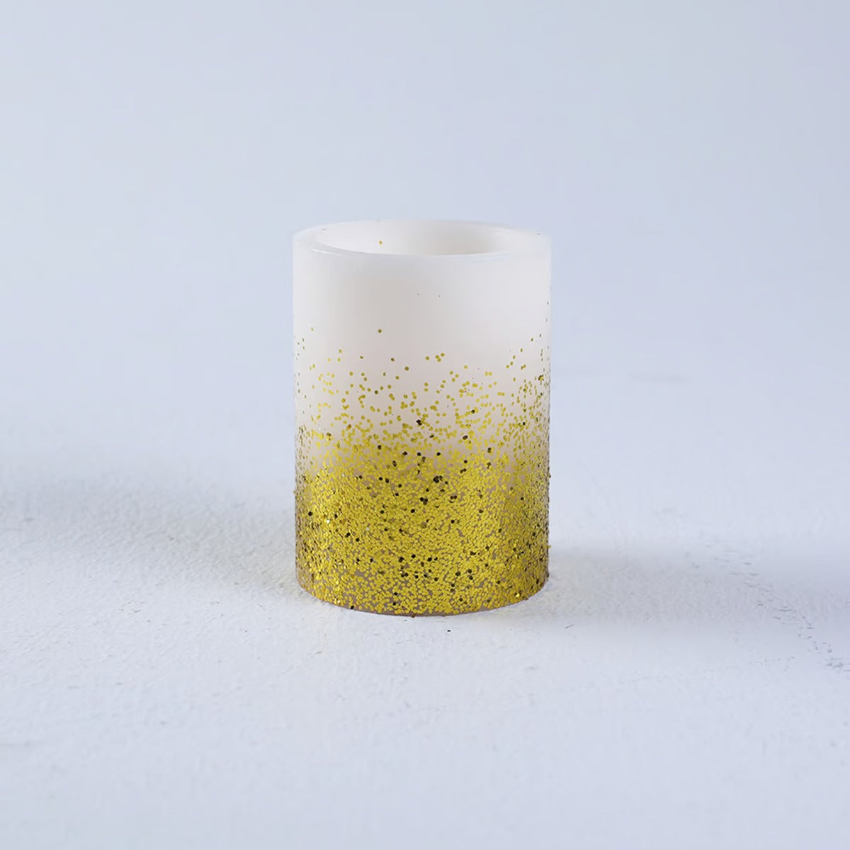 Sparkle Led Wax Pillar Candle Dia8x10cm - Gold