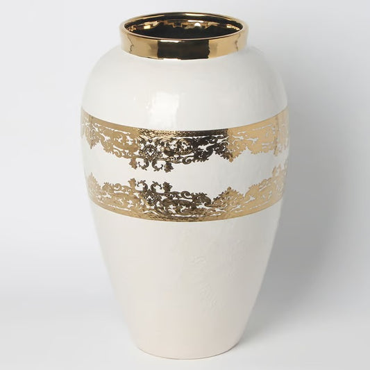 Magda Ceramic Vase 30x30x48cm - White