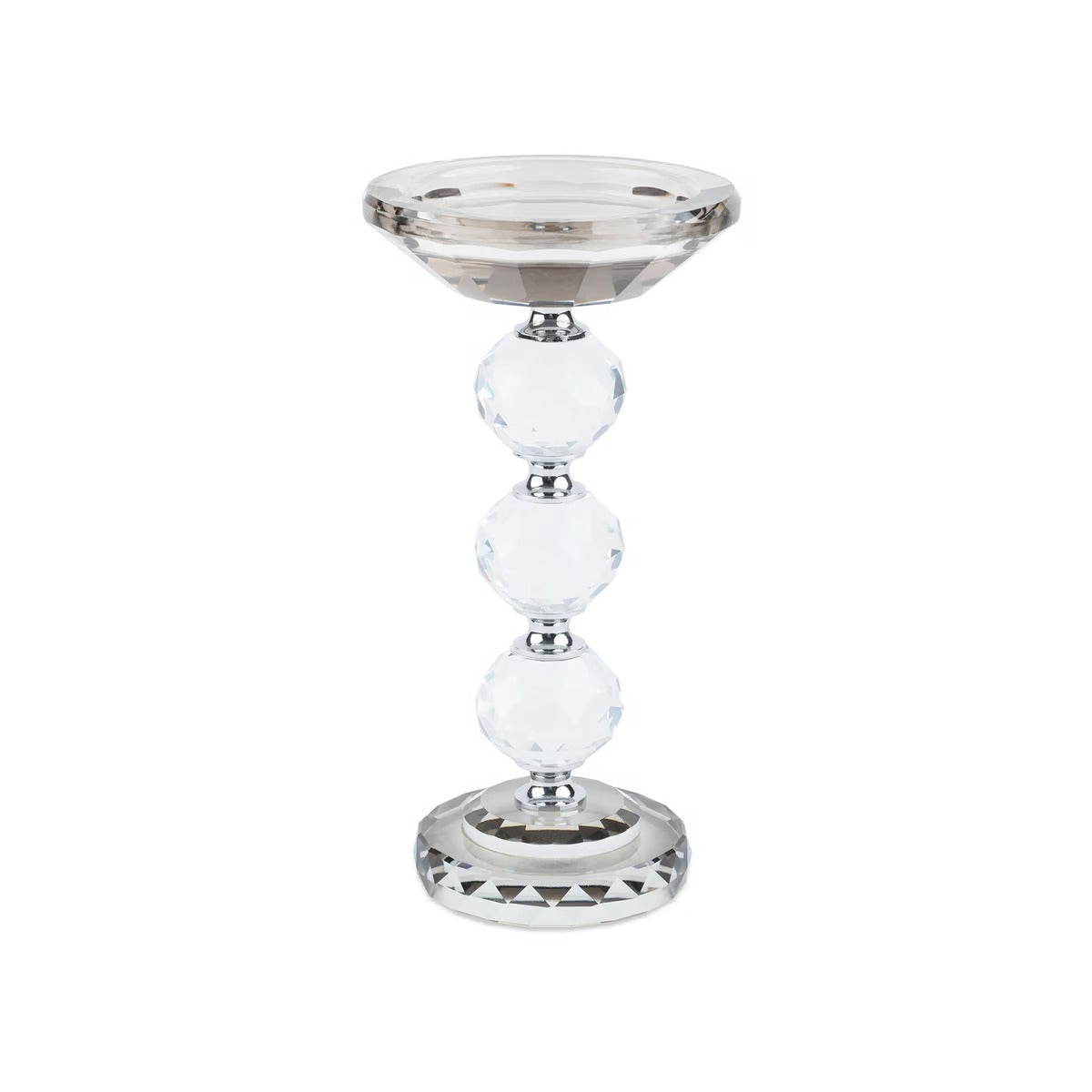 Crystal Candle Holder 10*10*19.5 Cm - Grey