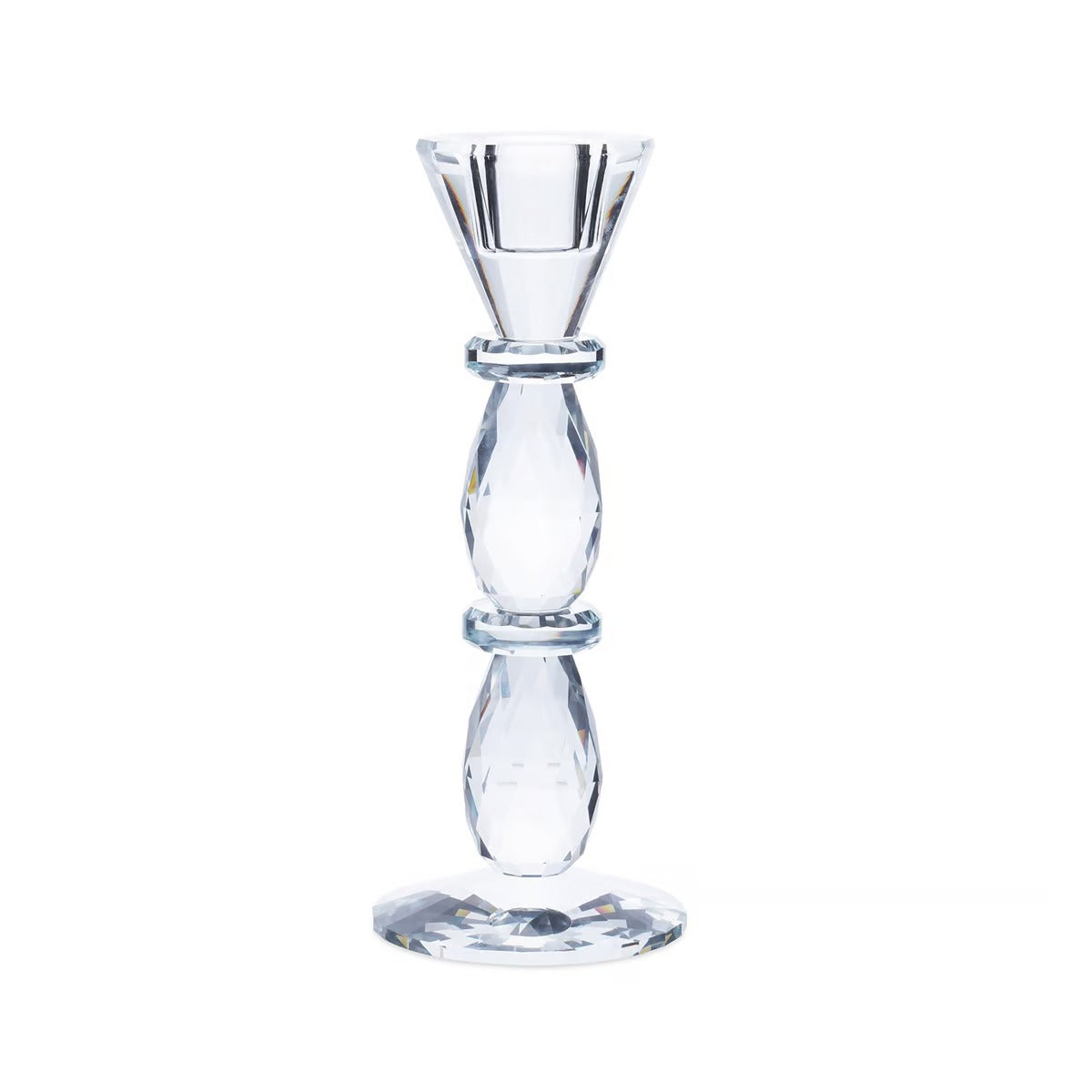 Crystal Taper Candle Holder 8x8x18cm- Clear