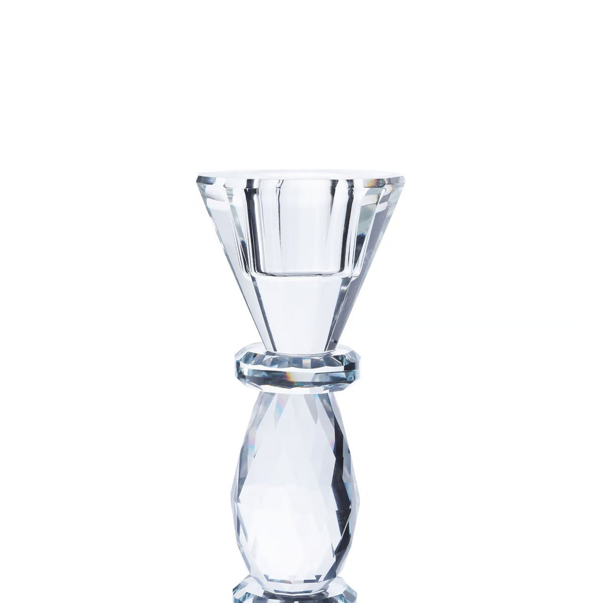 Crystal Taper Candle Holder 8x8x18cm- Clear