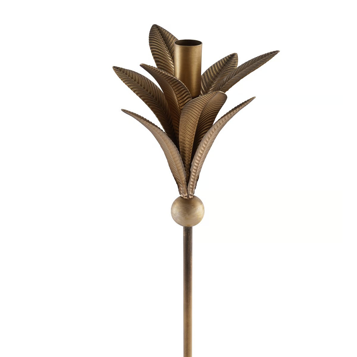 Botanical Vintage Metal Taper Candle Holder 15x15x54cm- Antique Gold