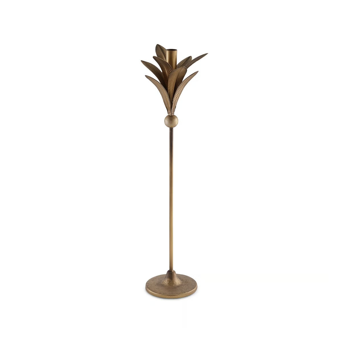 Botanical Vintage Metal Taper Candle Holder 15x15x54cm- Antique Gold
