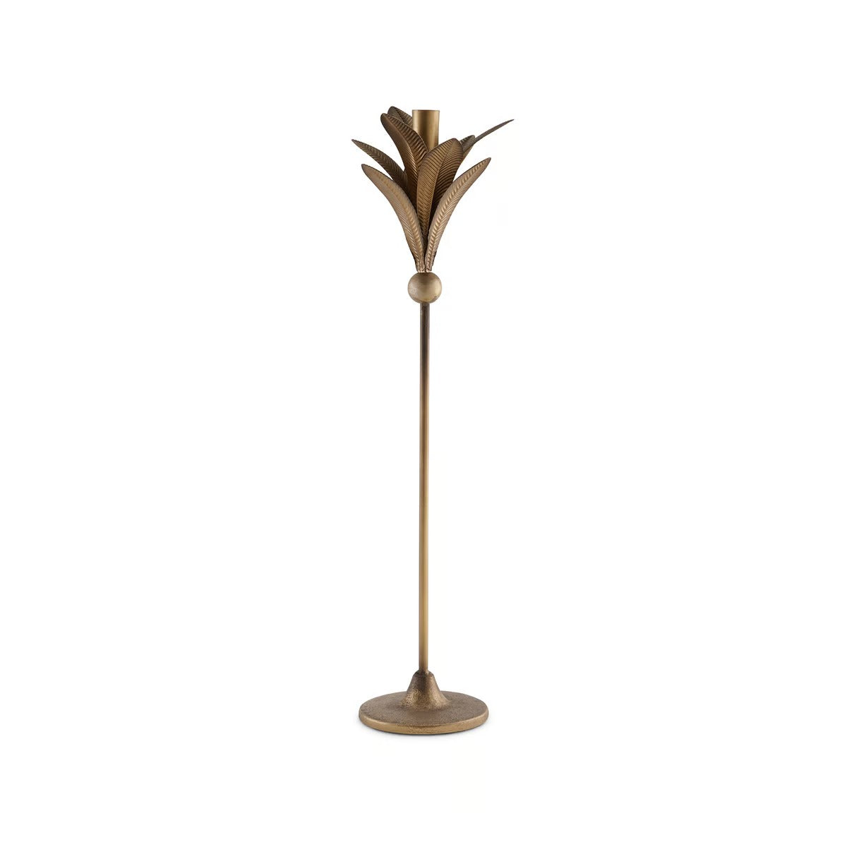 Botanical Vintage Metal Taper Candle Holder 15x15x54cm- Antique Gold