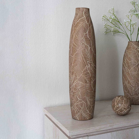 Estival Polyresin Vase 17x17x43cm- Brown